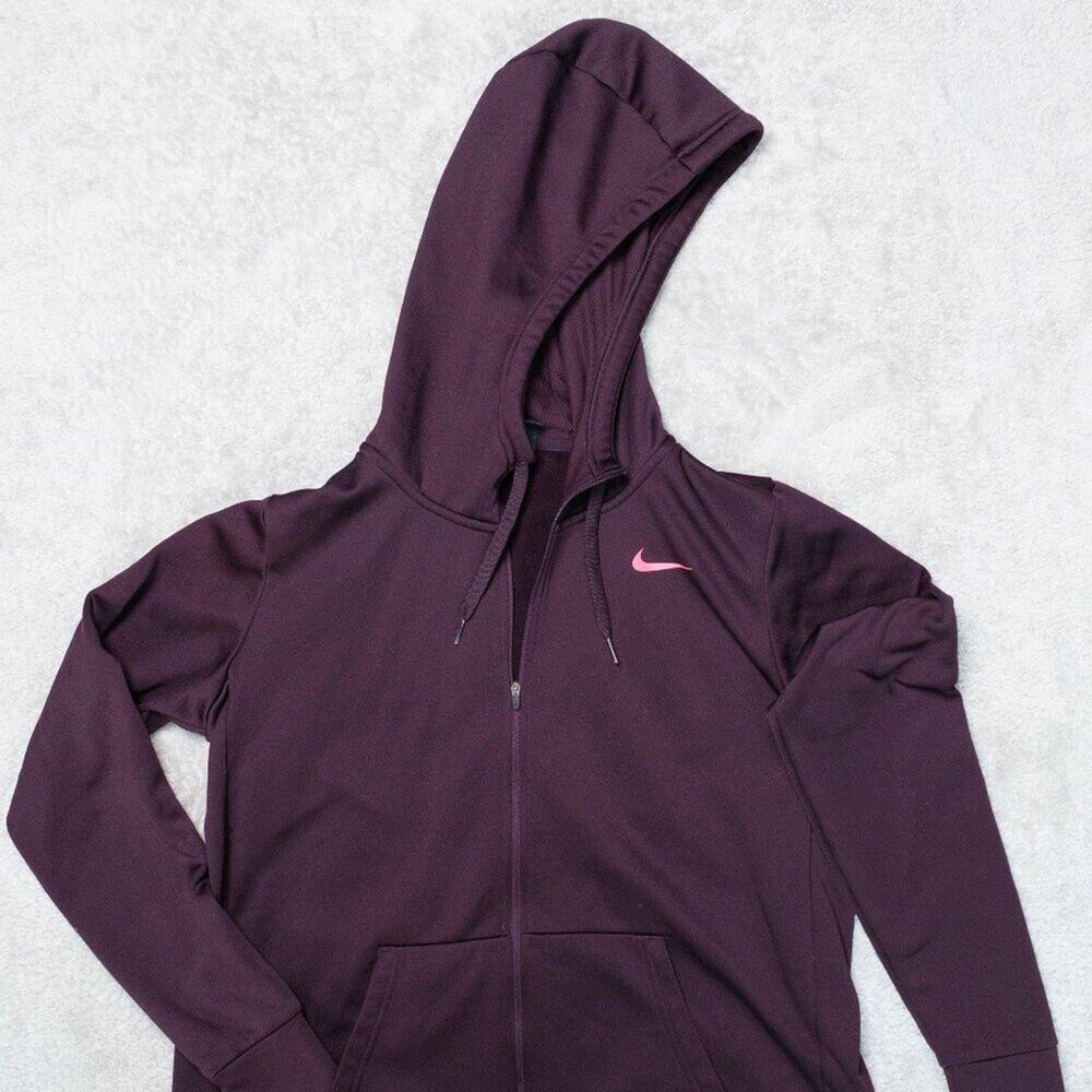 Nike Dri Fit Purple Full Zip Hoodie Sweatshirt Fleece Jacket Womens Size L